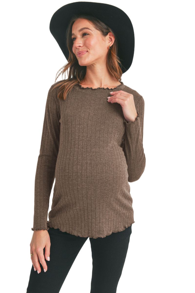 Women's Long Sleeve Crew Neck Ribbed Top
