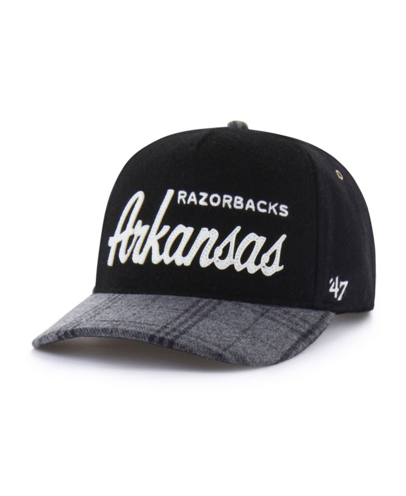 Men's and Women's Black Arkansas Razorbacks Windowpane Plaid Collection Hitch Adjustable Hat