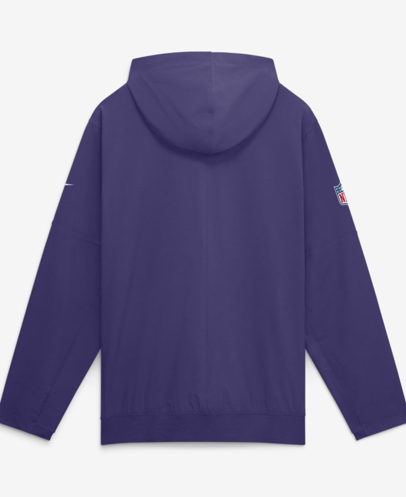 Men's Purple Baltimore Ravens Sideline Broken Rules Alternate Anorak Half-Zip Hoodie