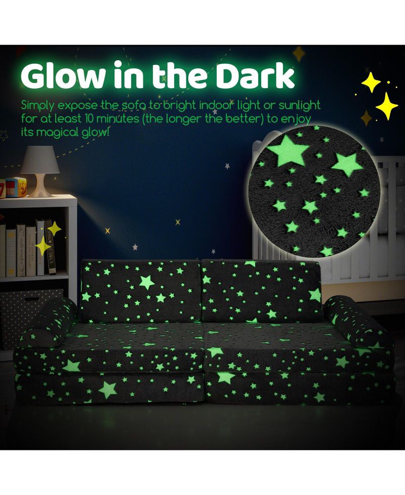 8 Pc. Faux Fur Glow-in-the-Dark Upholstered Modular Safe Seating Tie-Dye Couch Sofa