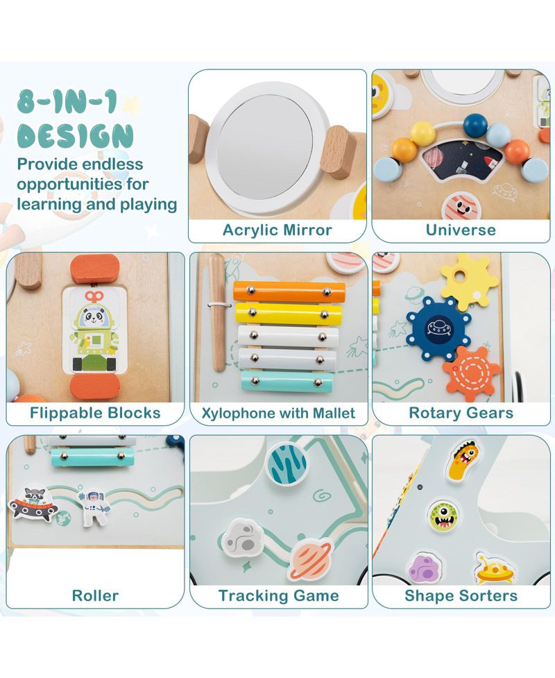 Kids Push Walker Learning Activity Center with Wheels