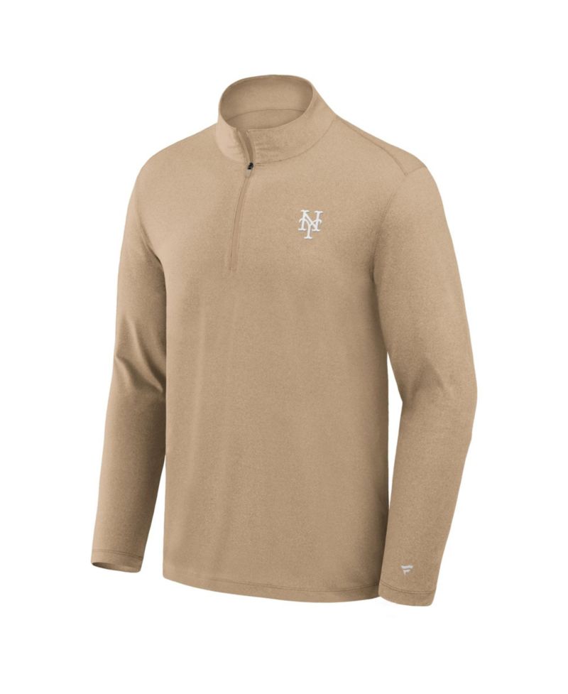 Men's Khaki New York Mets Clutch Quarter-Zip Pullover Sweatshirt