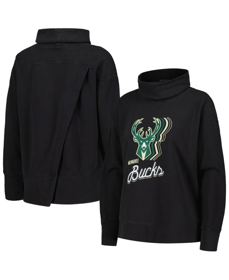 Women's Black Milwaukee Bucks Sunset Pullover Sweatshirt