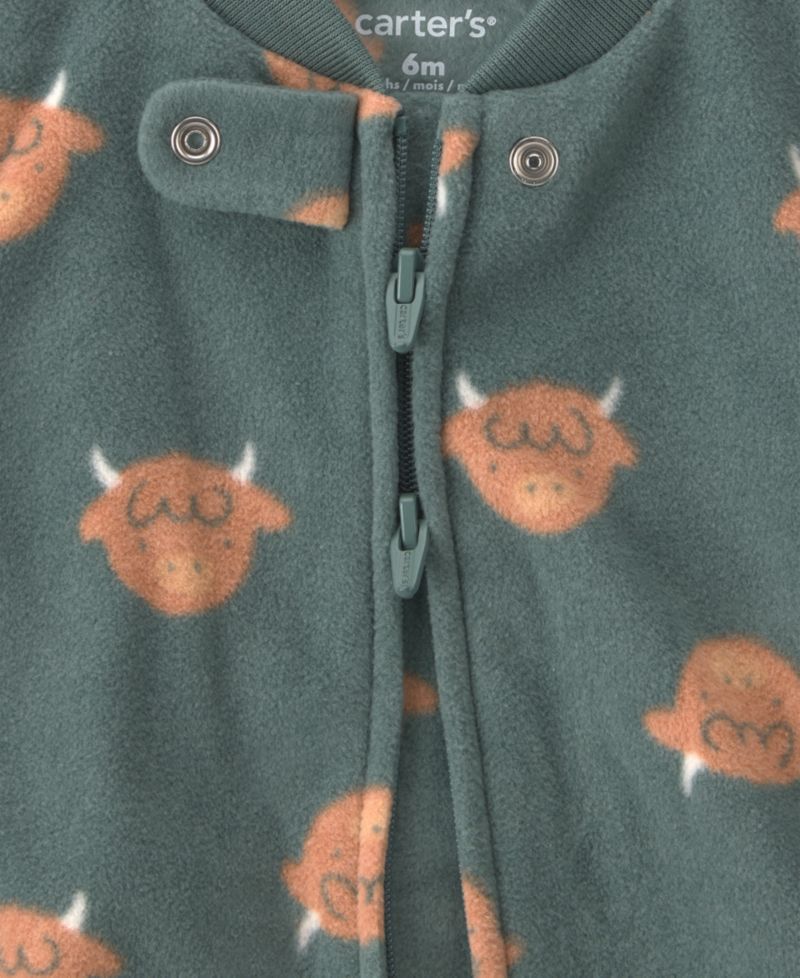 Baby Boys' Farm 2-way Zip Footed Fleece Sleep & Play Pajamas