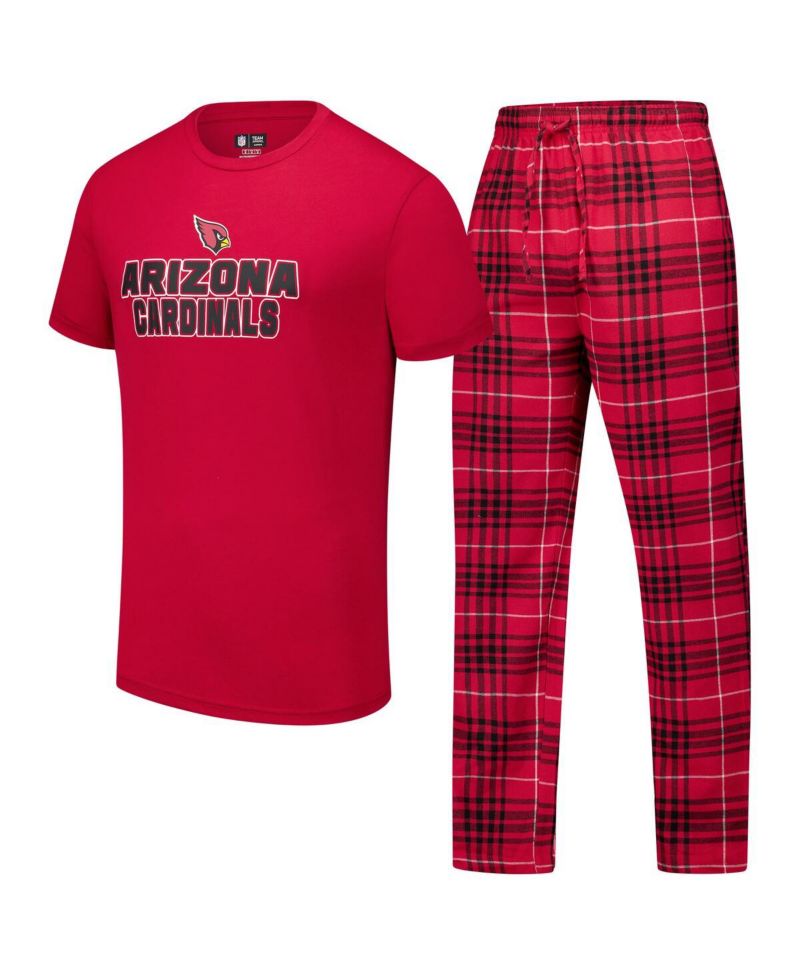 Men's 2-Piece Cardinal/Black Arizona Cardinals Vector Top and Flannel Pants Sleep Set