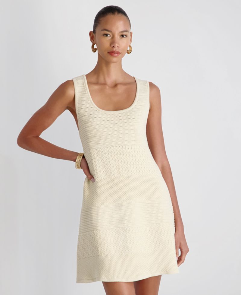 Women's Scoop Neck Mozart Mixed Stripe Mini Dress