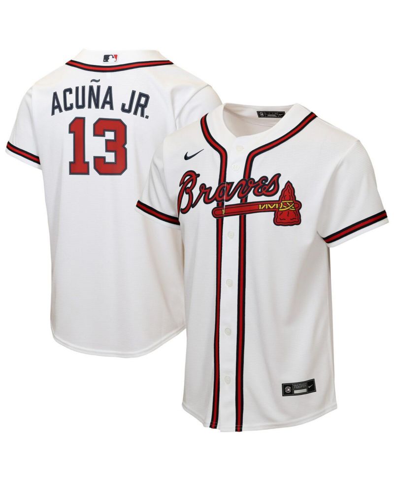 Big Boys and Girls Ronald Acu&ntilde;a Jr. White Atlanta Braves Home Replica Player Jersey