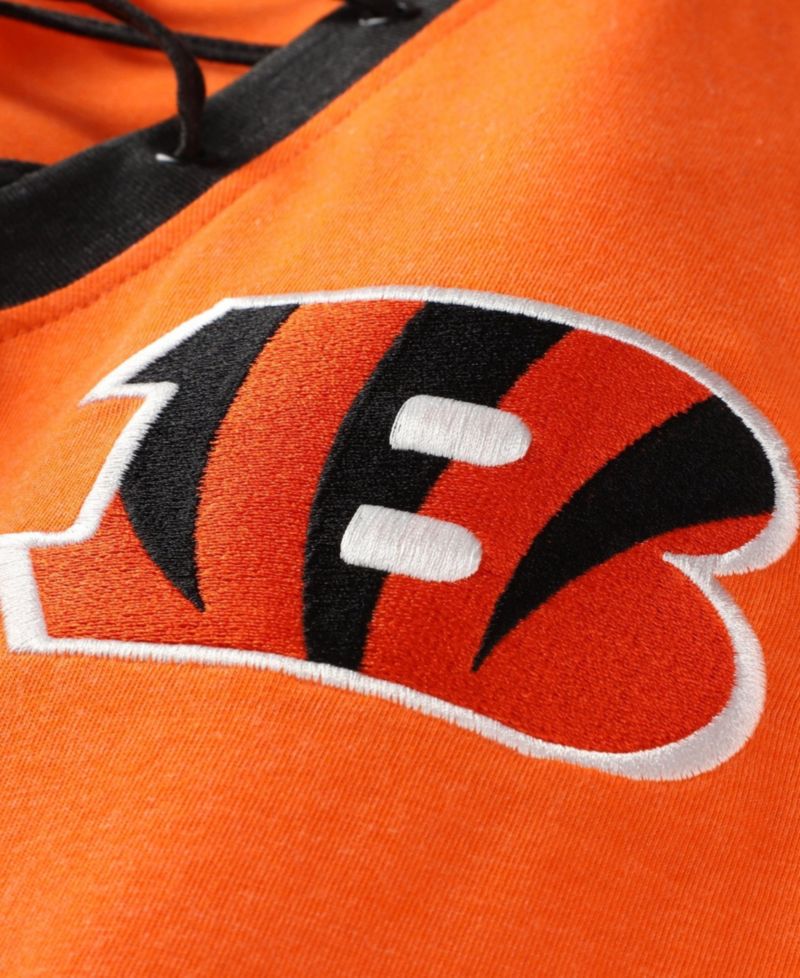Women's Plus Size Cincinnati Bengals Long-Sleeve Lace-Up Cotton-Blend T-Shirt