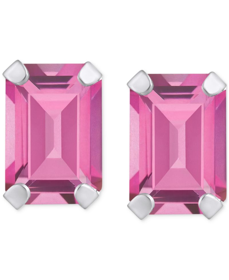 Pink Topaz Emerald-Cut Solitaire Stud Earrings (1-3/8 ct. t.w.) in 10k Gold