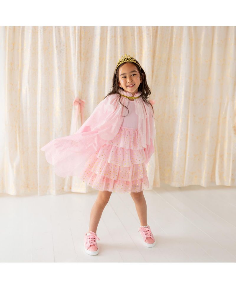 Girls Pink Princess Tiered Long Sleeve Tutu Dress