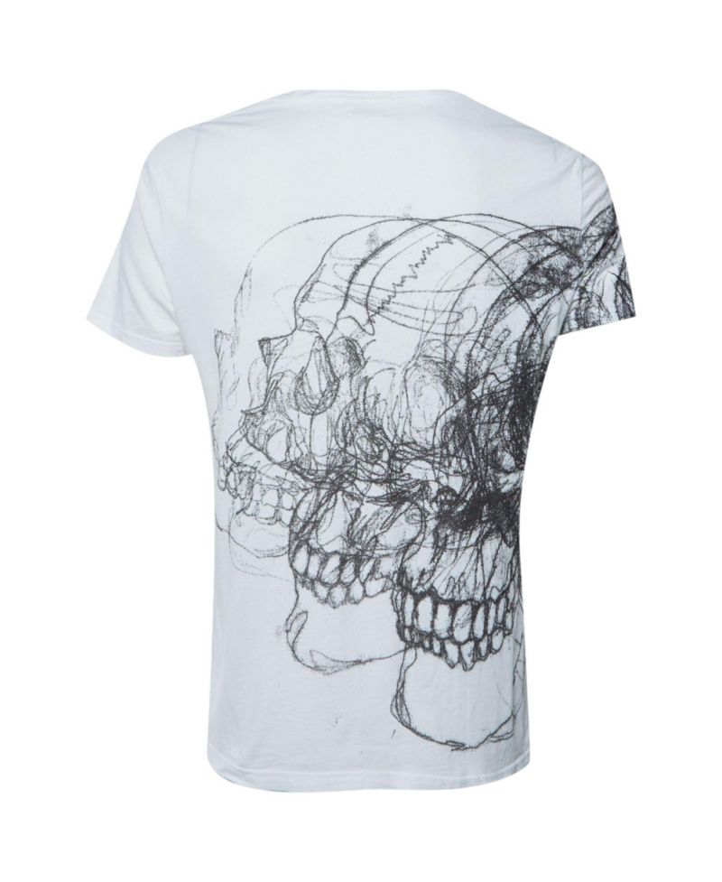 Women's Scribble Skull Cotton T-Shirt
