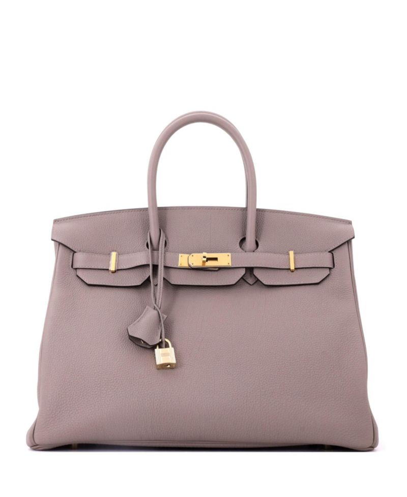 Birkin 35 Handbag Grey Togo with Gold Hardware