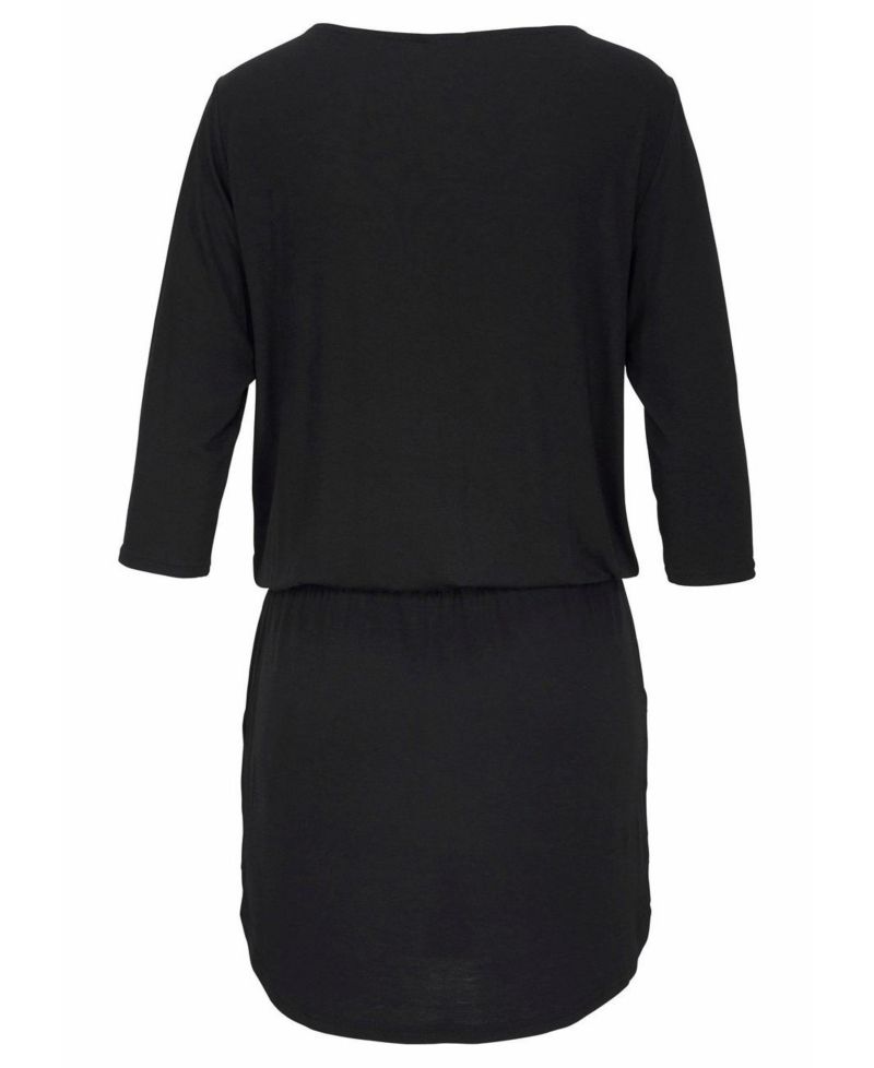 Women's 3/4-Sleeve Zipper-Detail Mini Viscose-Blend Dress