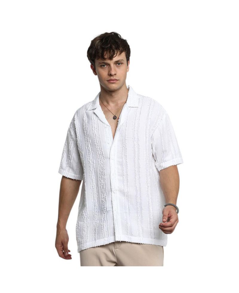 Men's Unhemmed Striped Oversized Shirt
