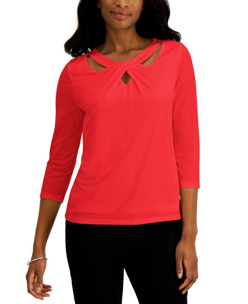 Petite Twist-Neck Top