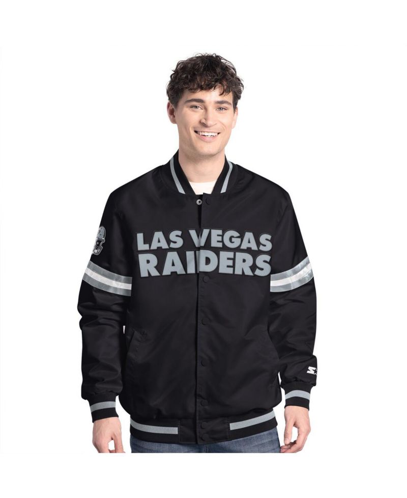 Men's Black Las Vegas Raiders Scout Full-Snap Varsity Jacket