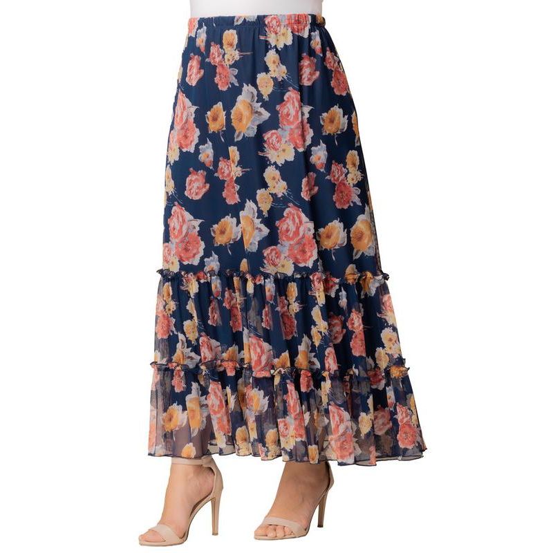 Plus Size Isla Tiered Mesh Maxi Skirt