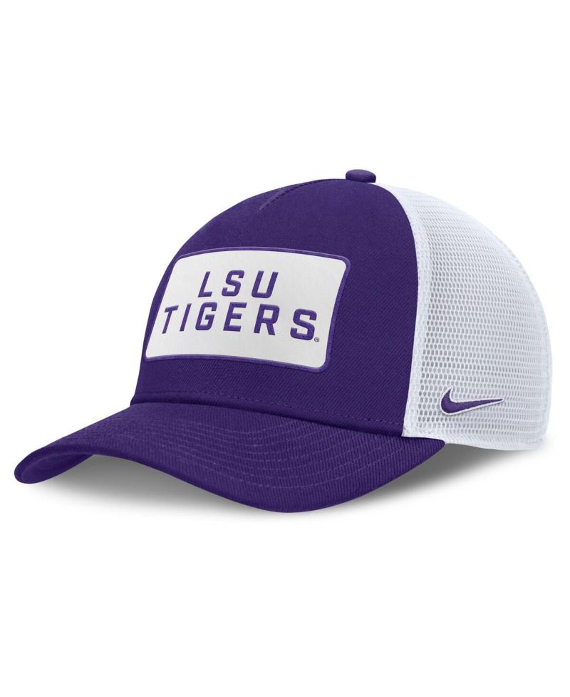 Men's Purple/White LSU Tigers 2025 On-Field Rise Patch Trucker Adjustable Hat
