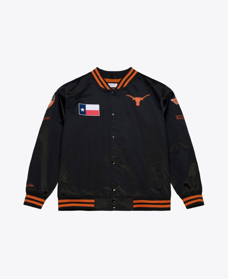 Men's Black Texas Longhorns Double Clutch Lightweight Satin Full-Snap Jacket