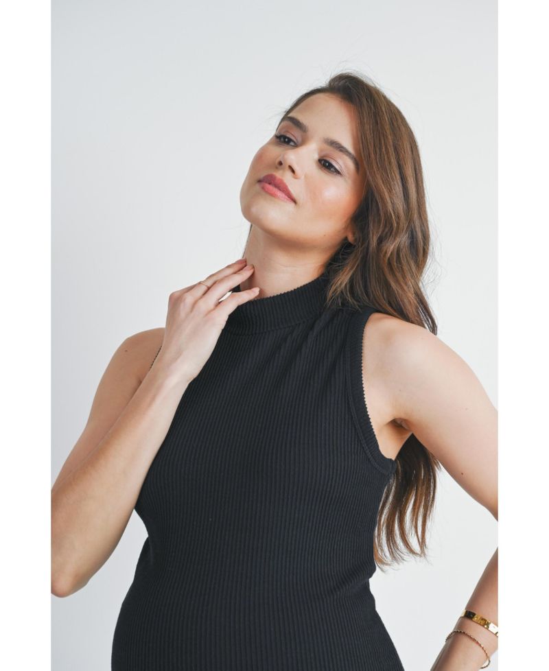 Women's Maternity Sleeveless Mock Neck Tank Top