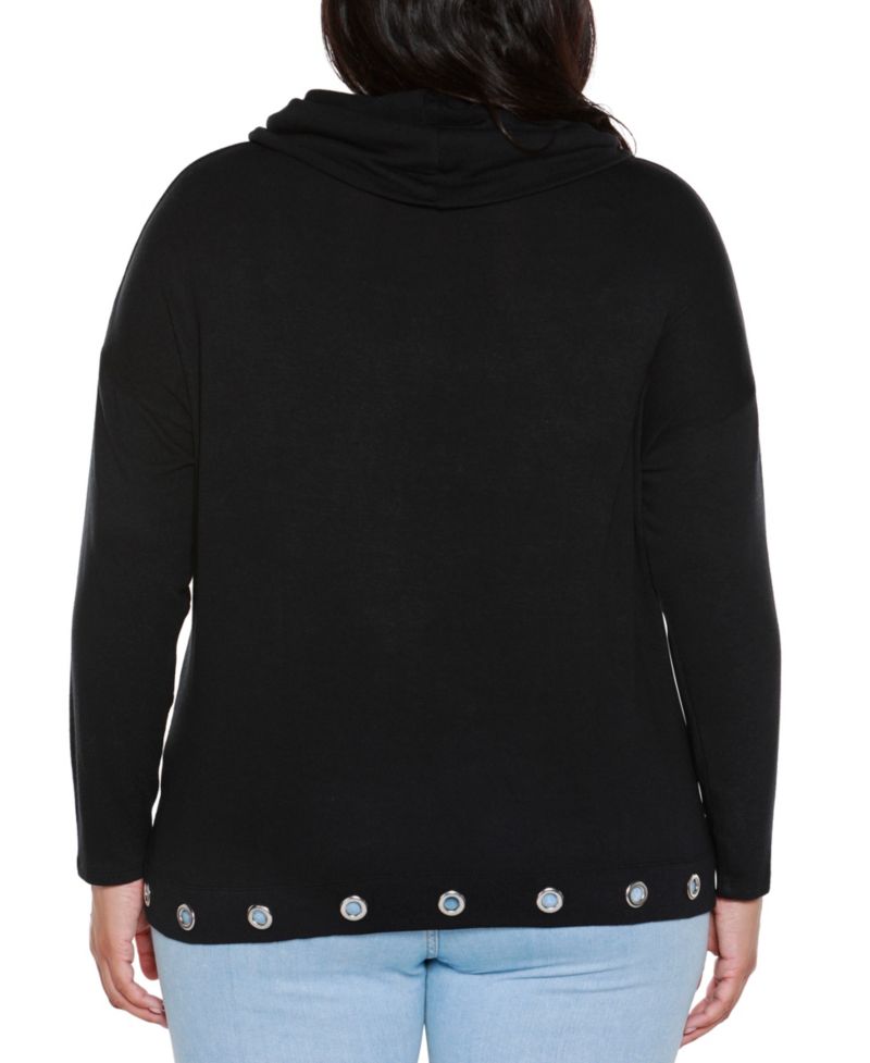 Plus Size Hacci Cowl Neck Knit Top