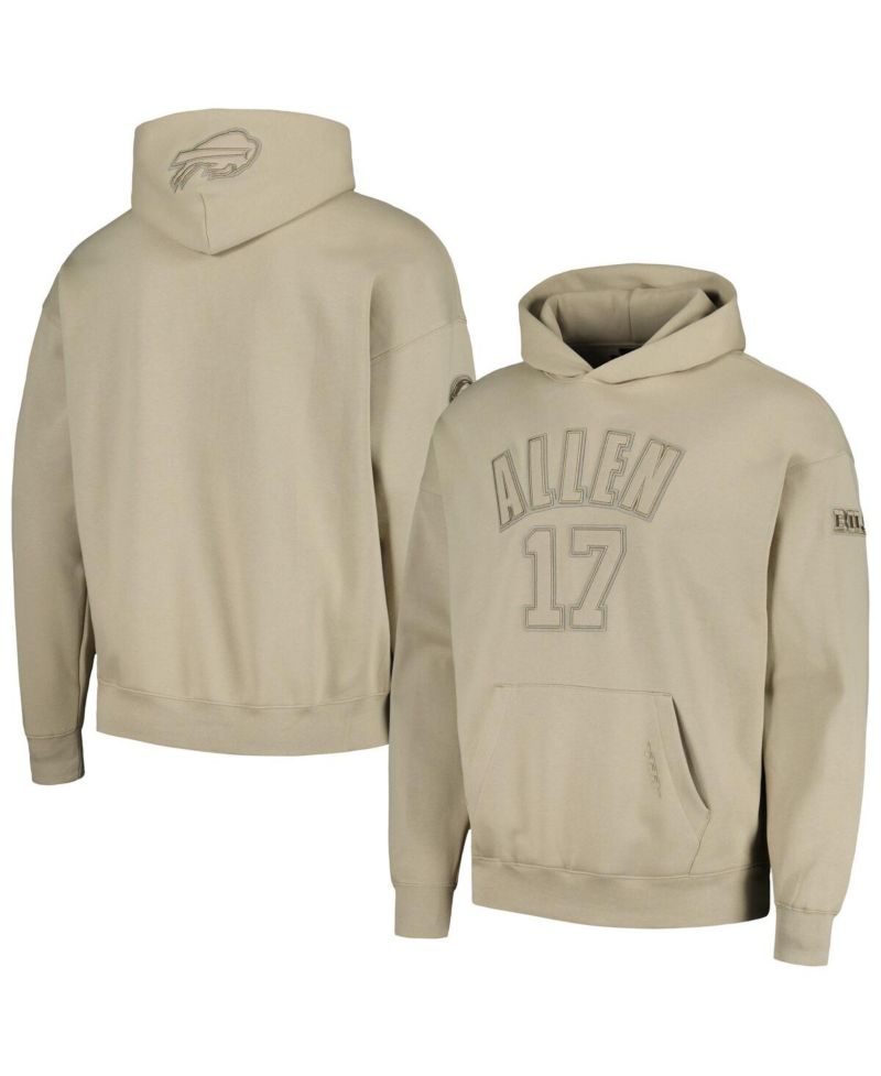 Men's Josh Allen Tan Buffalo Bills Player Name and Number Pullover Hoodie