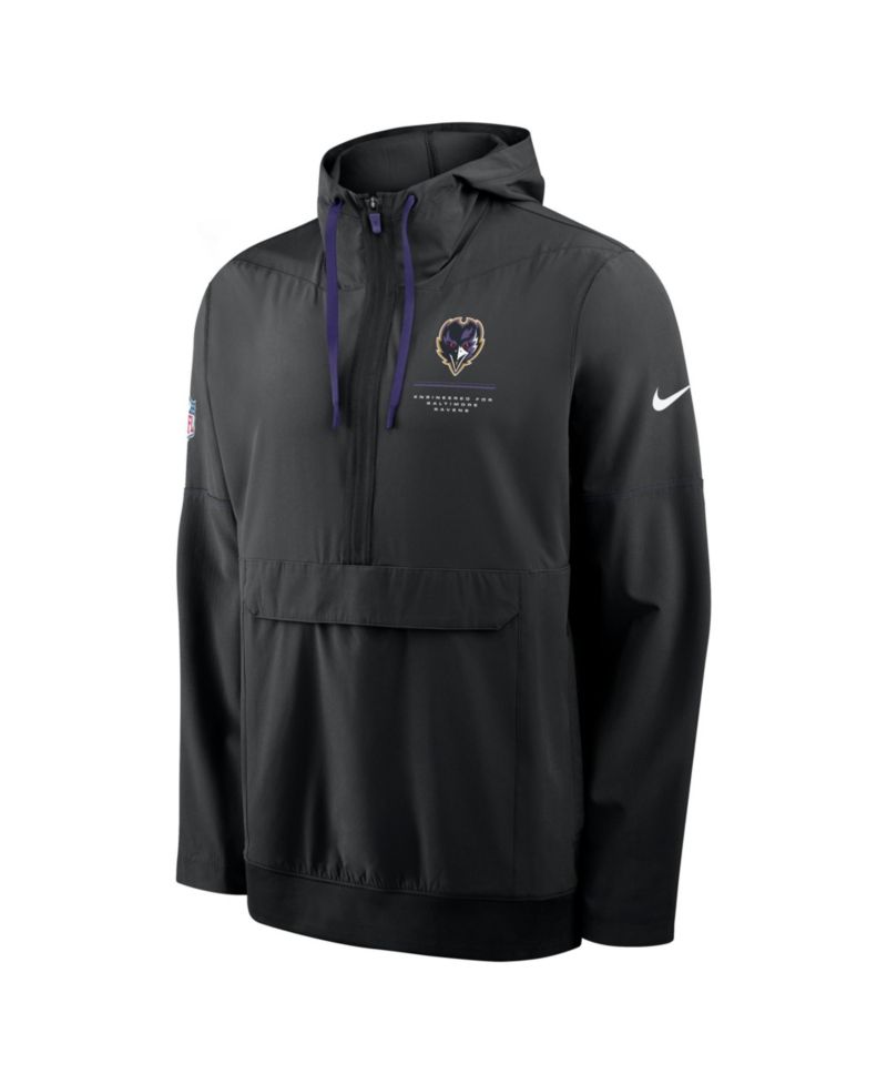 Men's Black Baltimore Ravens Sideline Anorak Half-Zip Hooded Jacket