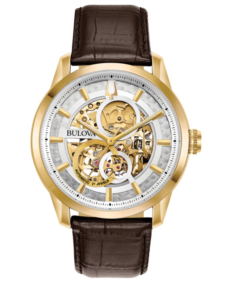 Men's Automatic Sutton Brown Leather Strap Watch 43mm