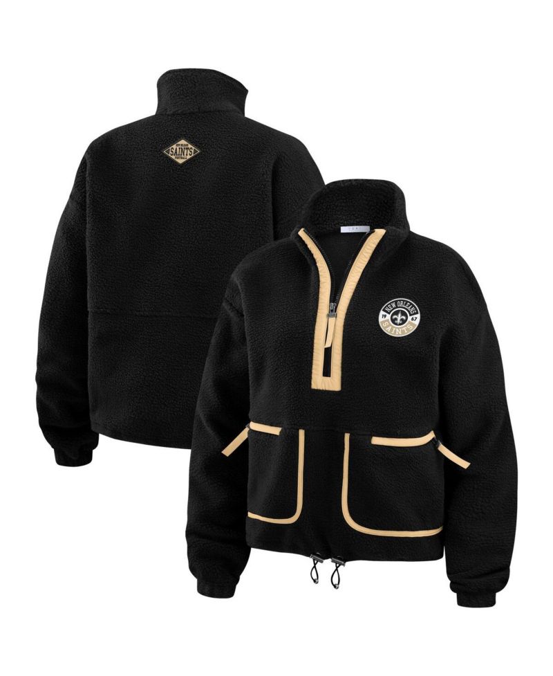 Women's Black New Orleans Saints Polar Fleece Half-Zip Jacket