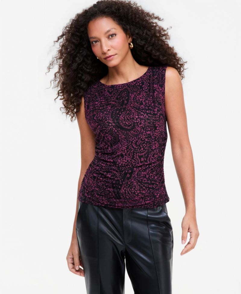 Women's Sleeveless Printed Mesh Top