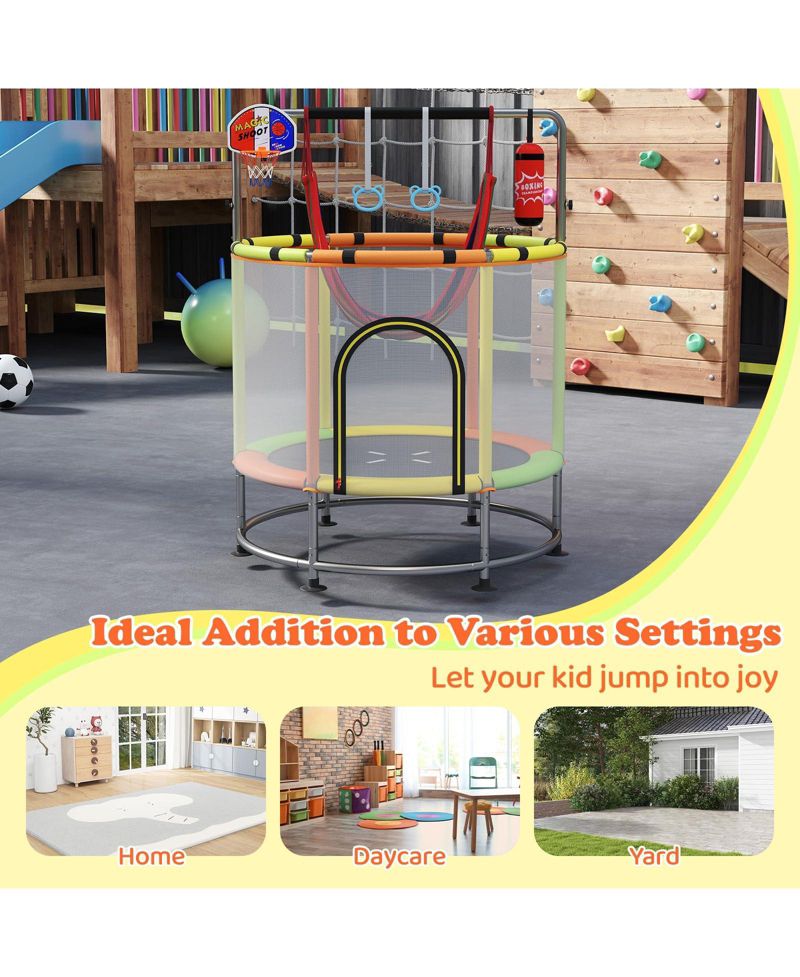Kids Ages 3-6 6-in-1 Trampoline with Safety Net