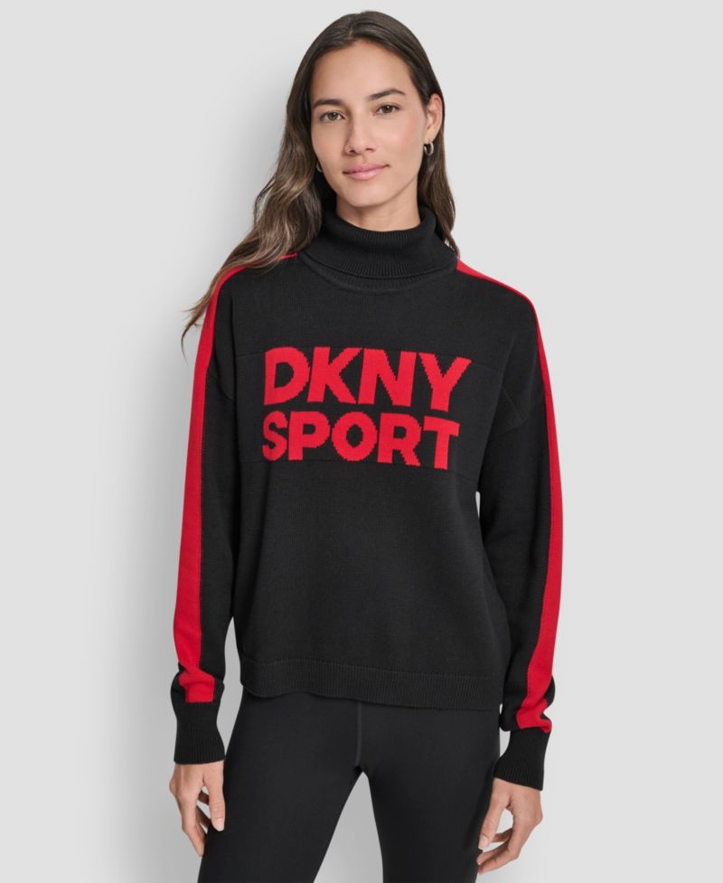 Женский жаккардовый свитер с логотипом DKNY и длинными рукавами