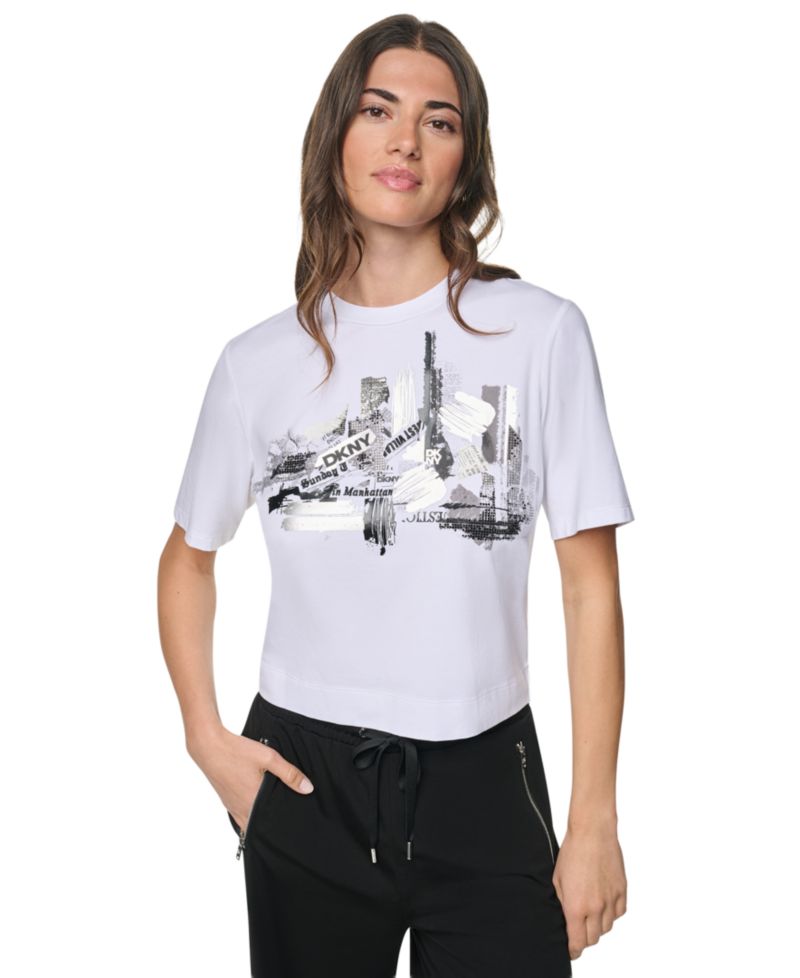 Women's Studded City Graphic Short-Sleeve T-Shirt