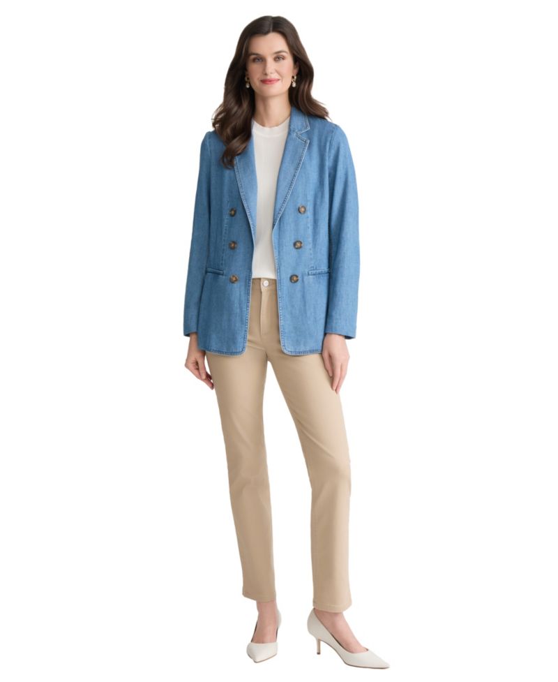 Petite Notch Collar Denim Blazer