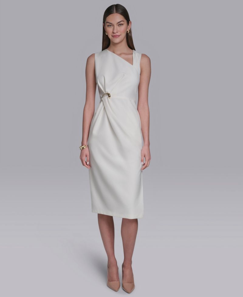 Women's Asymmetrical Neck Midi Dress