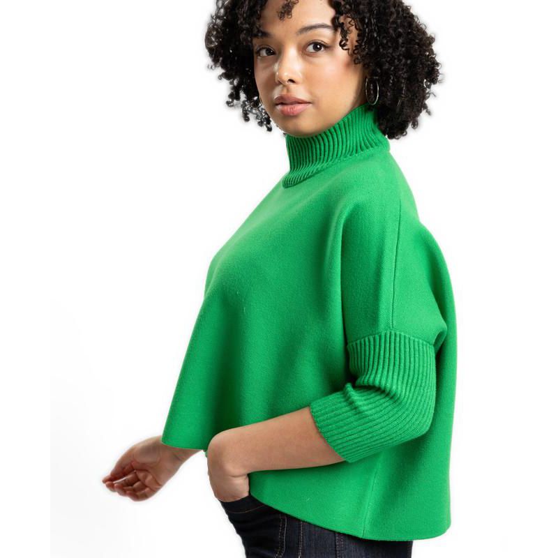 Women's Jordan Turtleneck Cropped 3/4-Length Sleeves Sweater