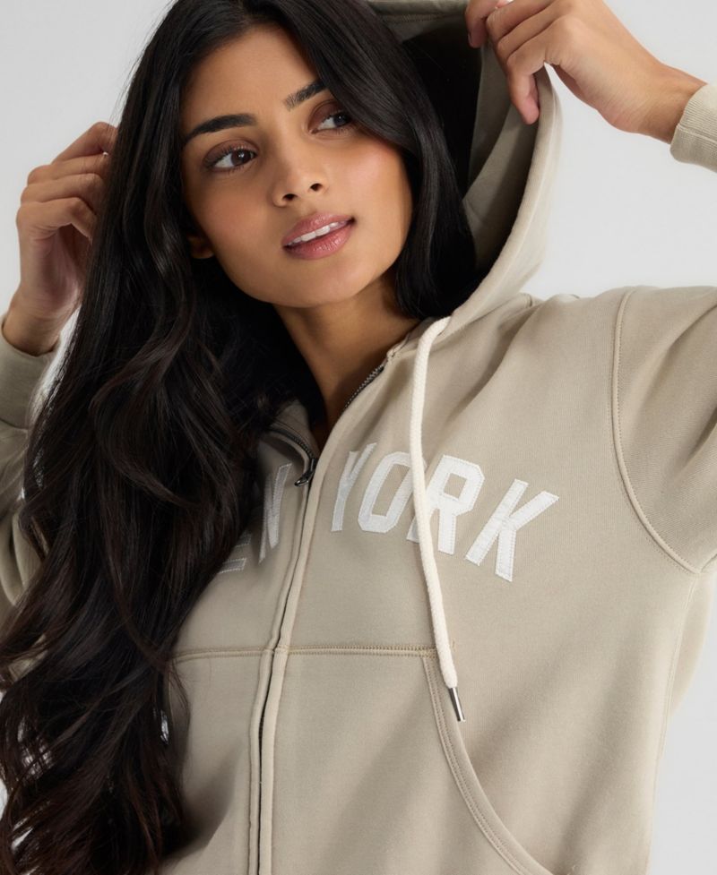 Women's New York Yankees Iconic Terry Full-Zip Cropped Fit Hoodie