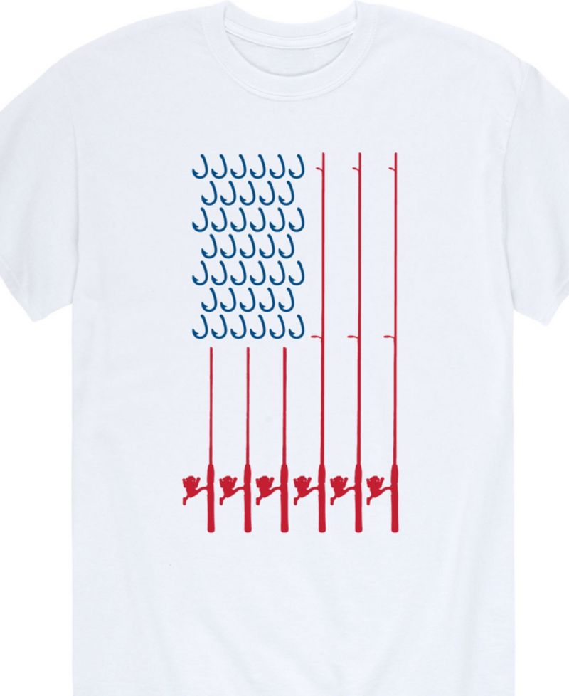 Men's American Flag Fishing Poles Short Sleeve T-Shirt
