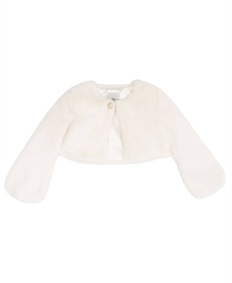 Girls' 4-16 Long-Sleeve Rhinestone Faux Fur Bolero