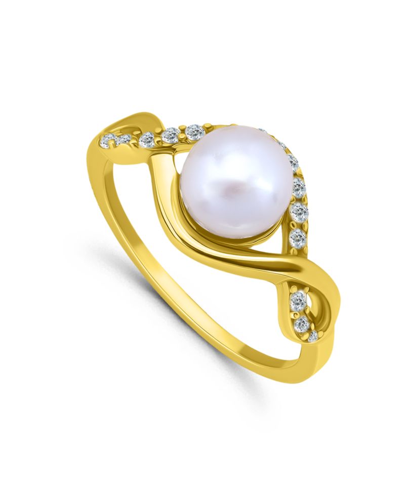 Macy's 1/4 cttw Cubic Zirconia 7mm Imitation Pearl Infinity Design Band