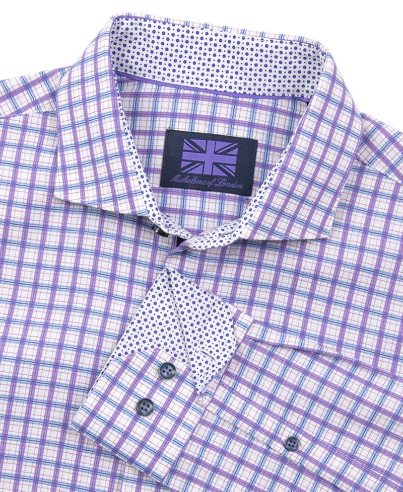 Men's Regular-Fit Windowpane Check Dress Shirt