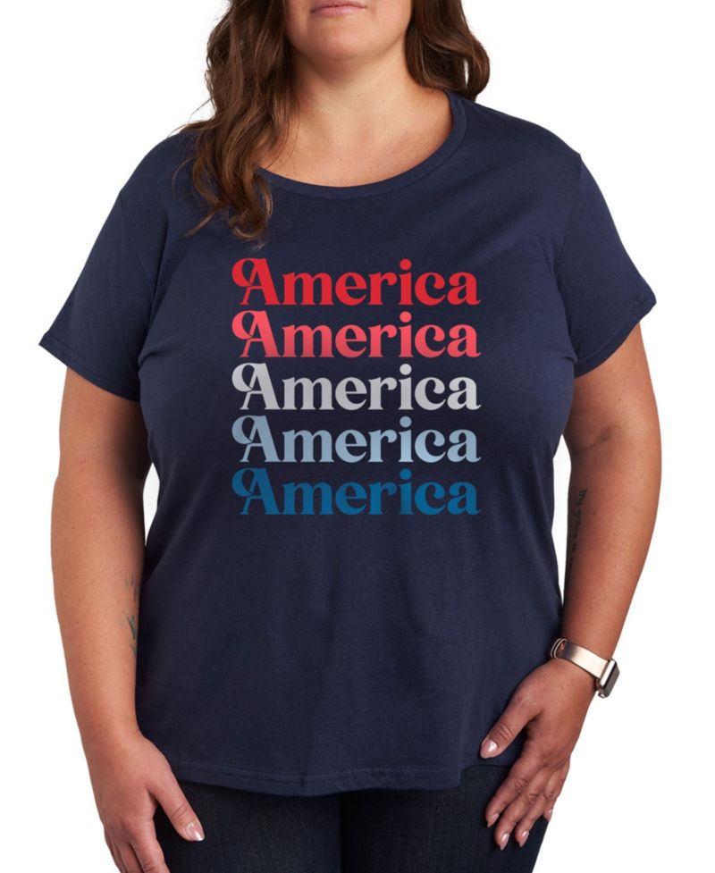 Plus Size America Repeated Graphic Crew Neck T-Shirt