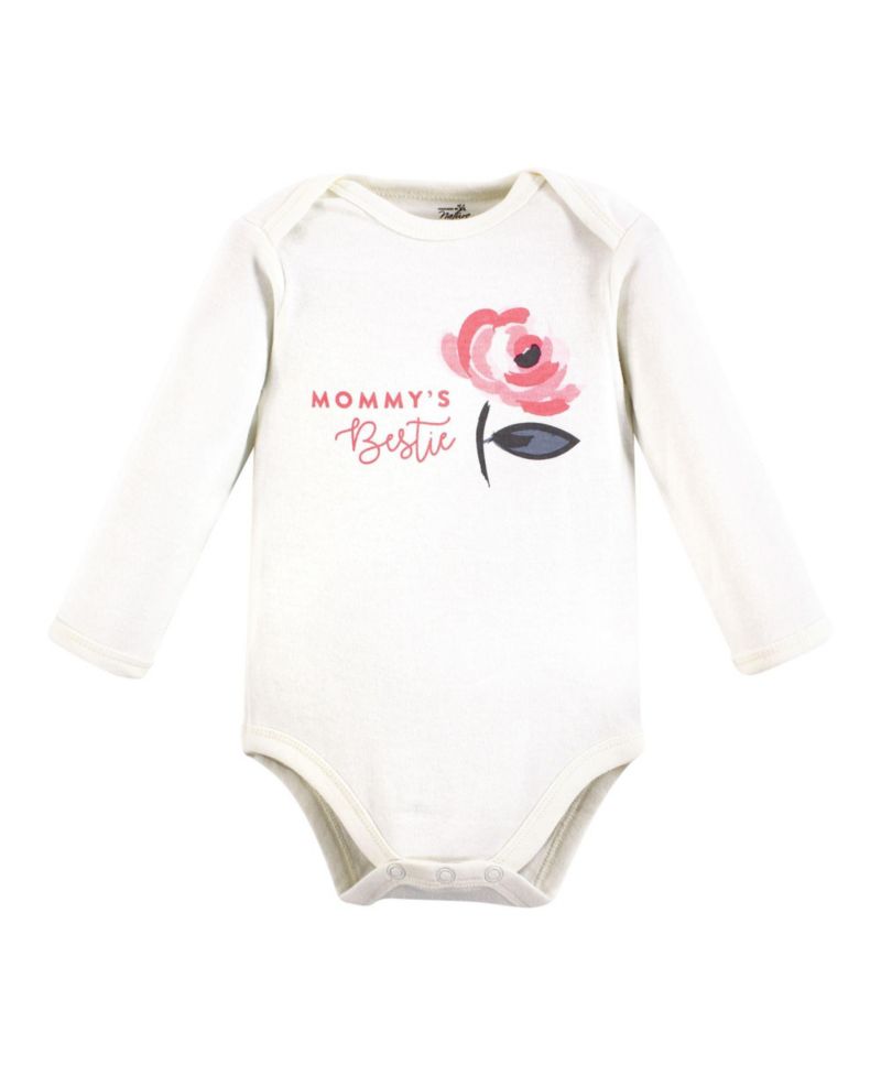 Baby Girls Soft Natural Cotton Long-Sleeve One-Piece Essentials