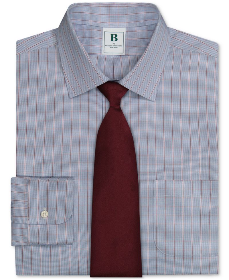 Men's Regular-Fit Spread Collar Grid Check Dress Shirt