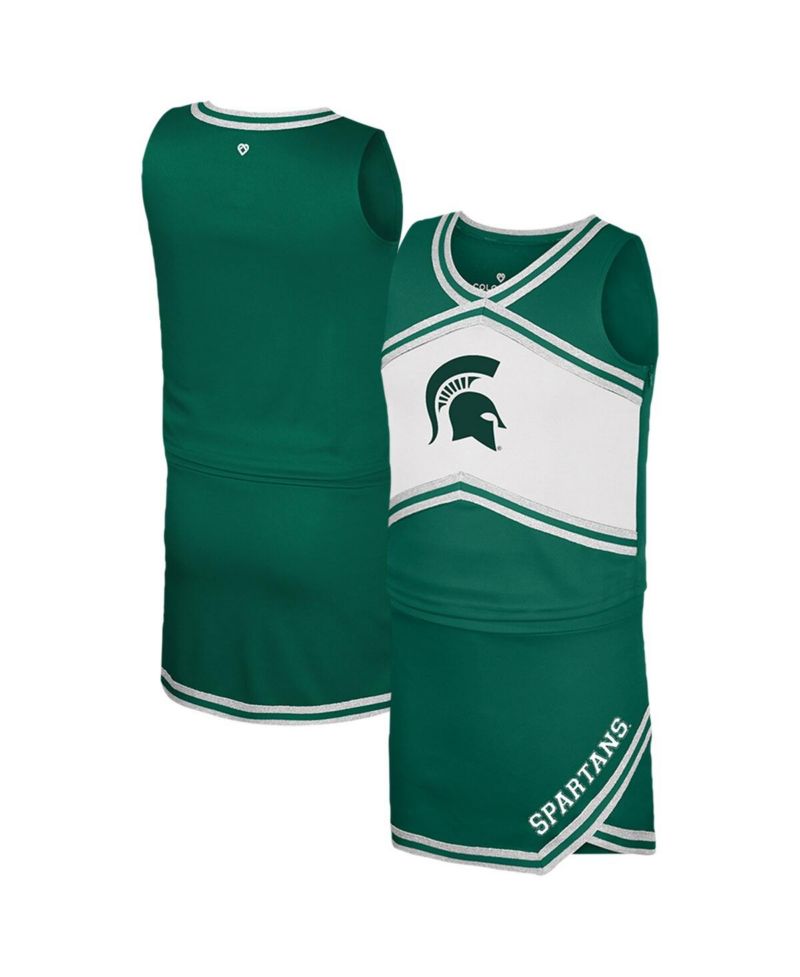 Big Girls 2-Piece Green Michigan State Spartans Cheerleader Top and Skirt Set