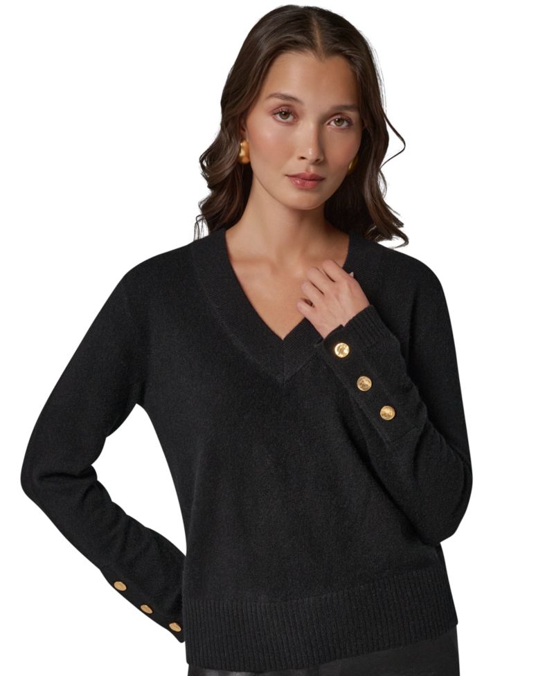Women's Cashmere Long-Sleeve V-Neck Sweater