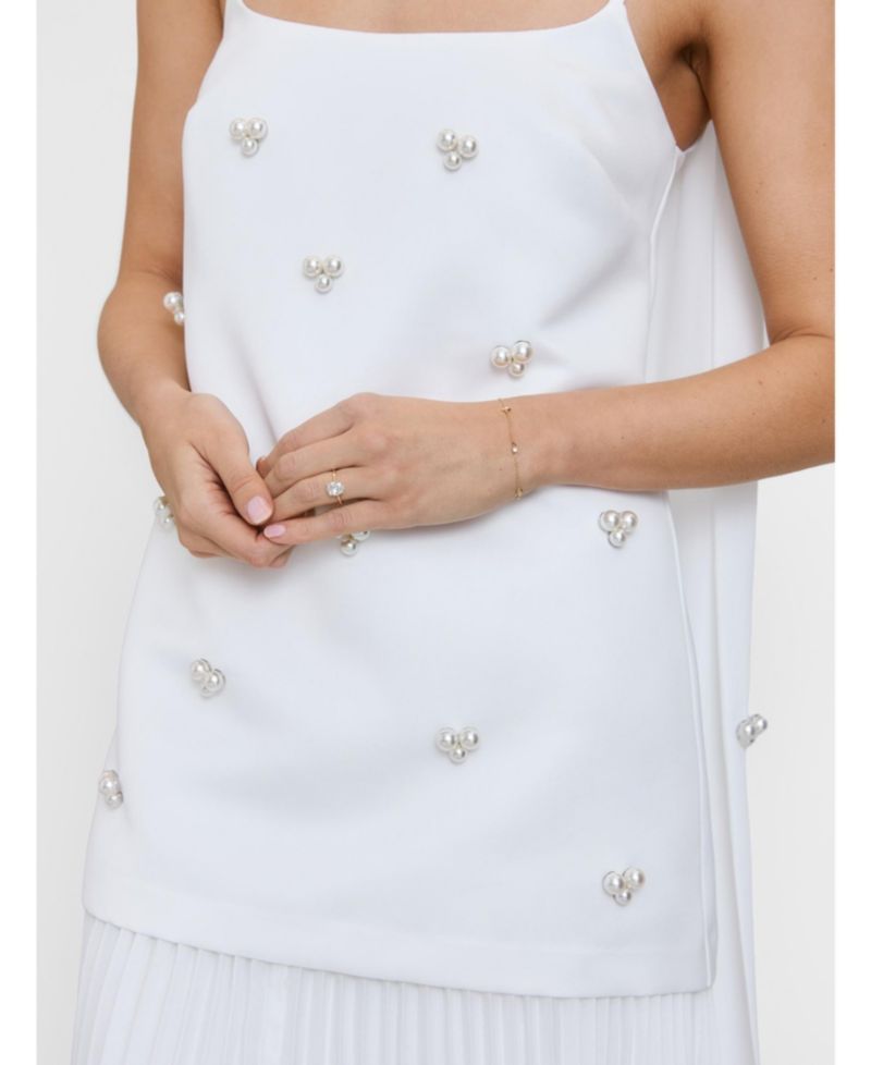 Women's Embellished Pearl Strappy Maxi Dress