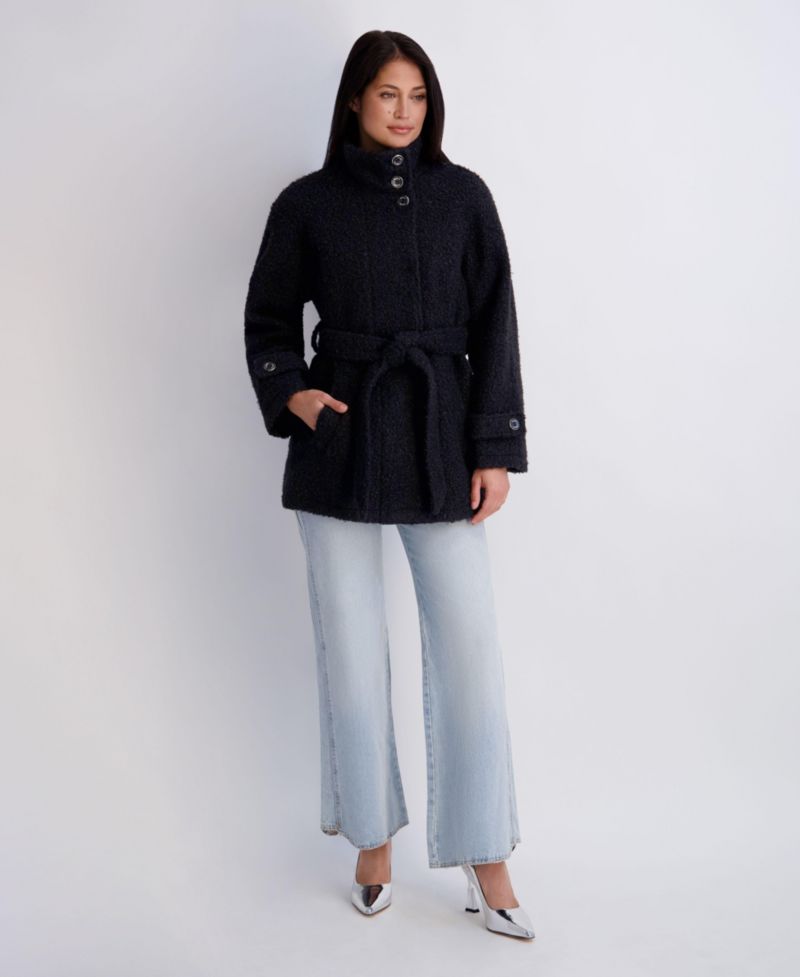 Women's Belted Faux-Boucle Jacket