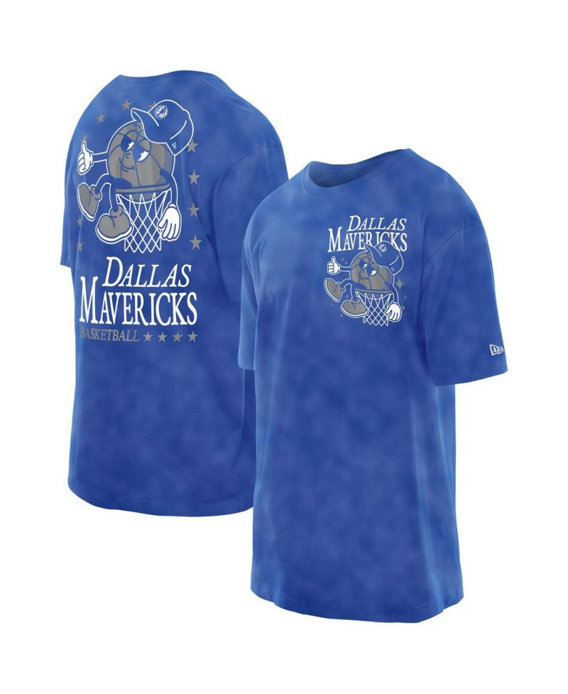 Men's Blue Dallas Mavericks Old School Sport Enzyme Wash Oversized T-Shirt