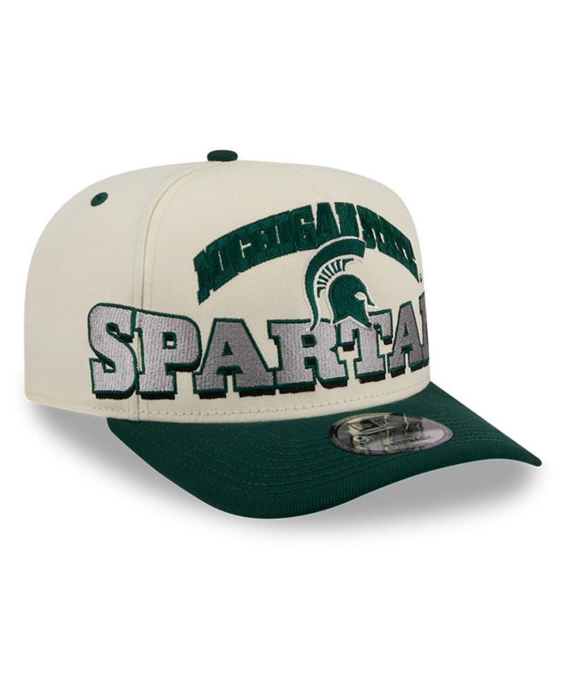 Men's Cream/Green Michigan State Spartans March Madness Historic Collection 9FIFTY A-Frame Snapback Hat